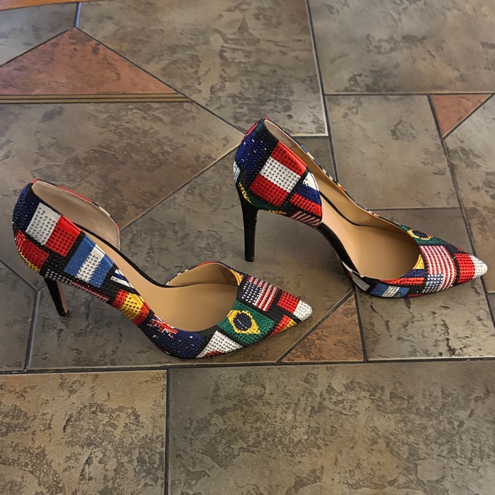 INC International Concepts Colorful Flag Heels - Picture 2 of 6